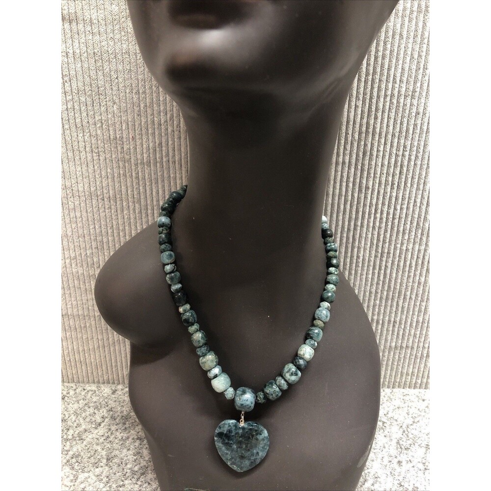 Mine Finds By Jay King Sterling Silver Teal-Green Apatite Bead Heart Pendant